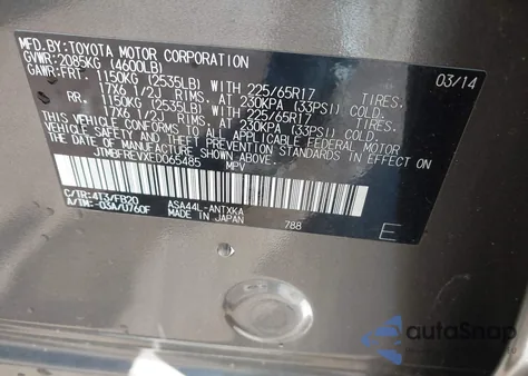 2014 Toyota Rav4 Le from USA, damaged, VIN JTMBFREVXED065485